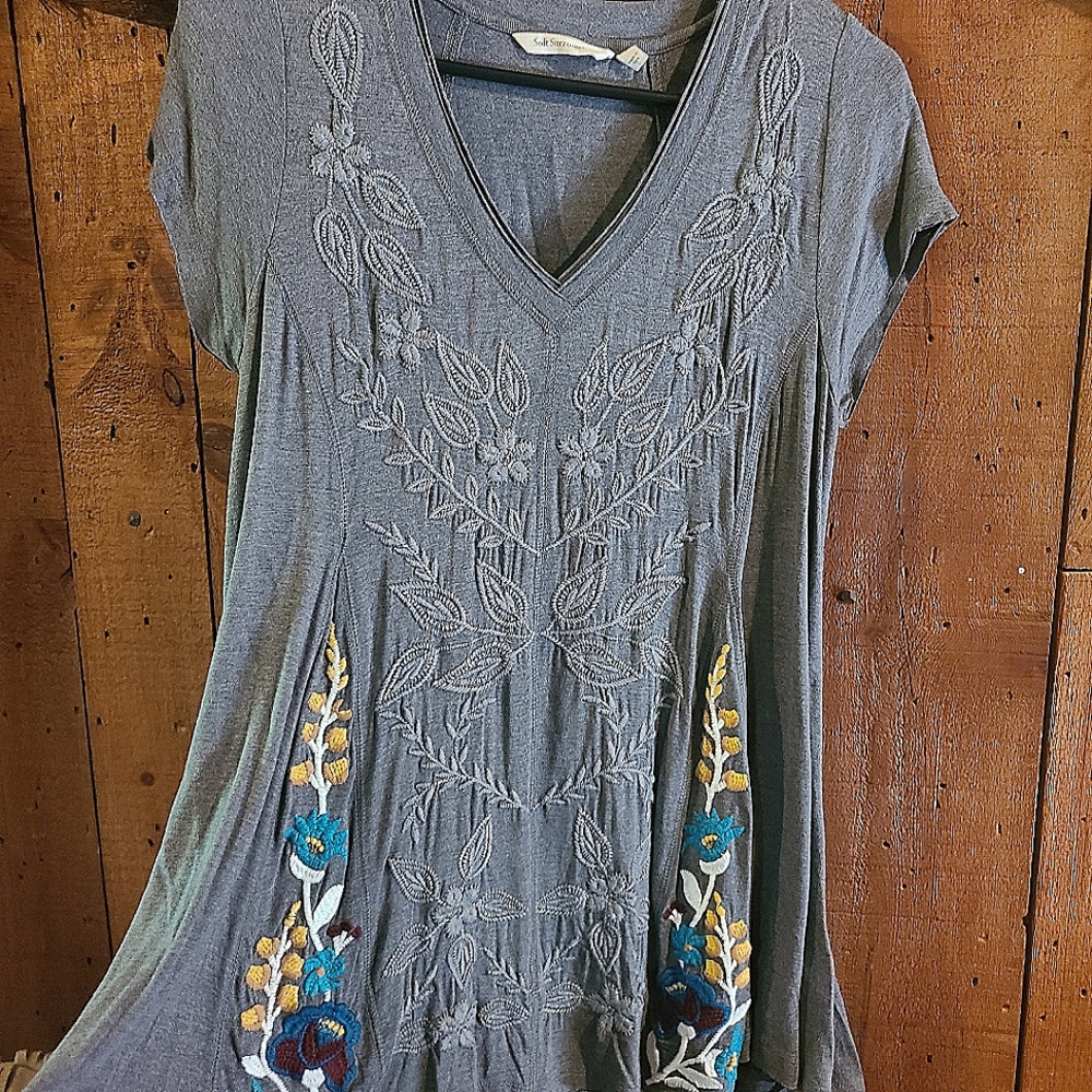 Soft Surroundings Gray Embellished  Tunic